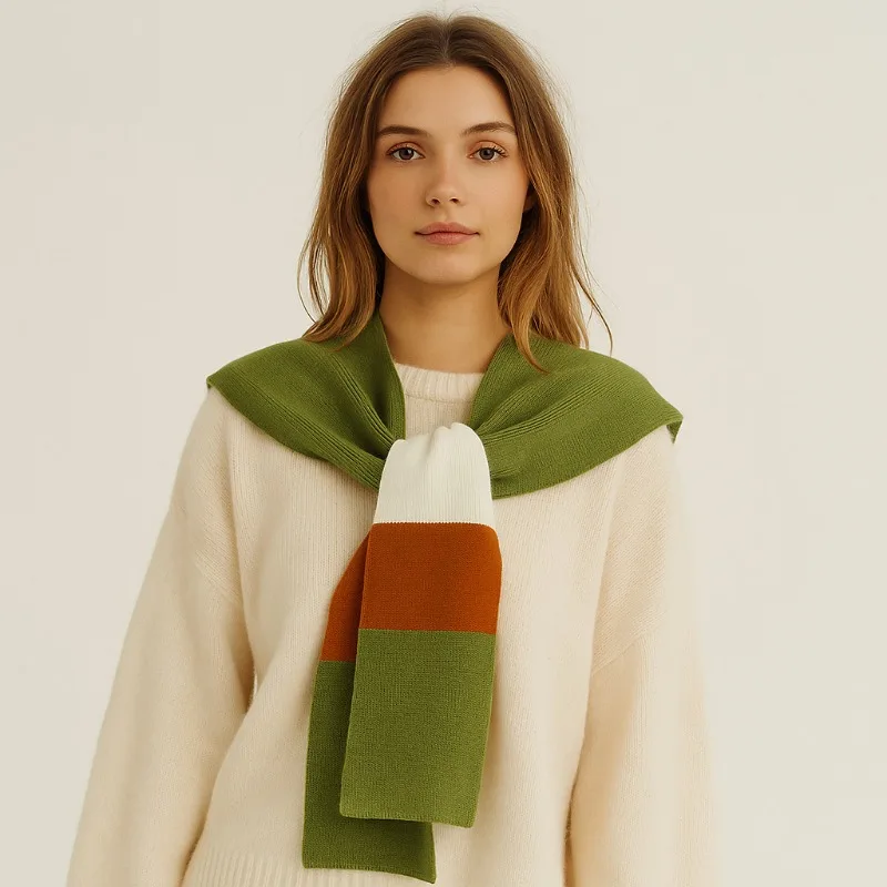 

Корейский ленивый полосатый плечевой платок, женский осенне-весенний теплый ретро универсальный модный декоративный шарф, женский стильный женский шаль