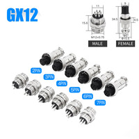 10Pcs GX12 Aviation Circular Connector 2Pin 3pin 4pin 5pin 6pin 7pin M12 Male Plug& Female Socket 12mm DF12