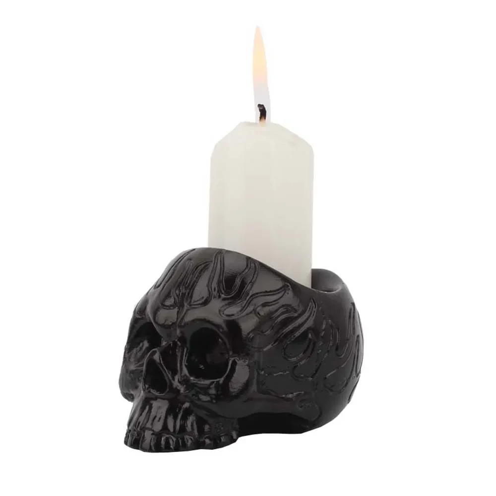 1pc Skull Candle Holder Skeleton Candlestick Holder Resin Candlestick Crafts for Party Halloween Christmas Home Decor