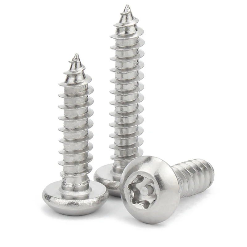 M2.9 M3.5 M3.9 M4.8 304 Stainless Steel Pin Six Petal Torx Pan Head Anti-theft Safety Self Tapping Wood Screw