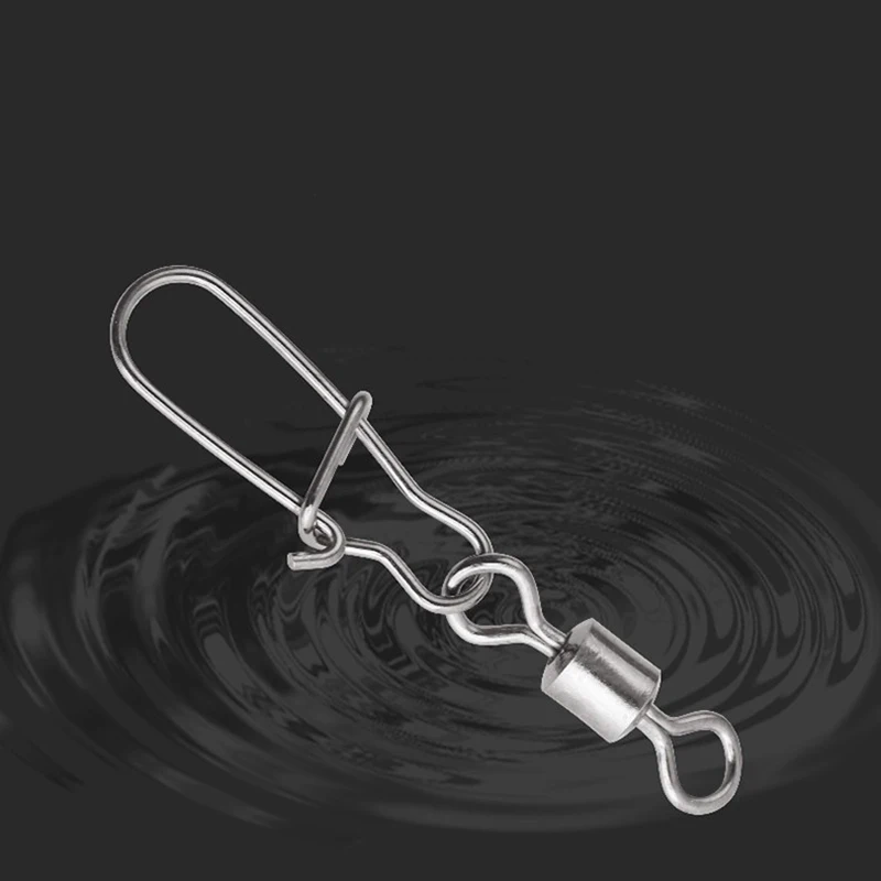 100 Stück Drehwirbel-Angelverbinder, Rollwirbel mit Karabiner, Edelstahl-Wirbel, Angelköder-Haken, Angelzubehör – Detail 1