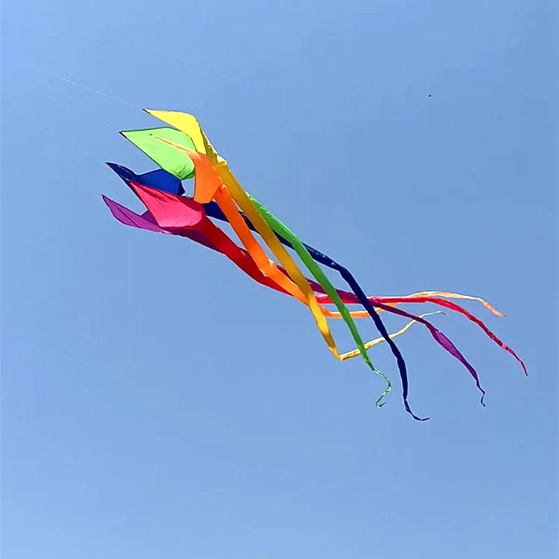 

free shipping 600cm rainbow kites windsock kite flying large kites adult kite reel ripstop nylon kite wind kites bat kites tails