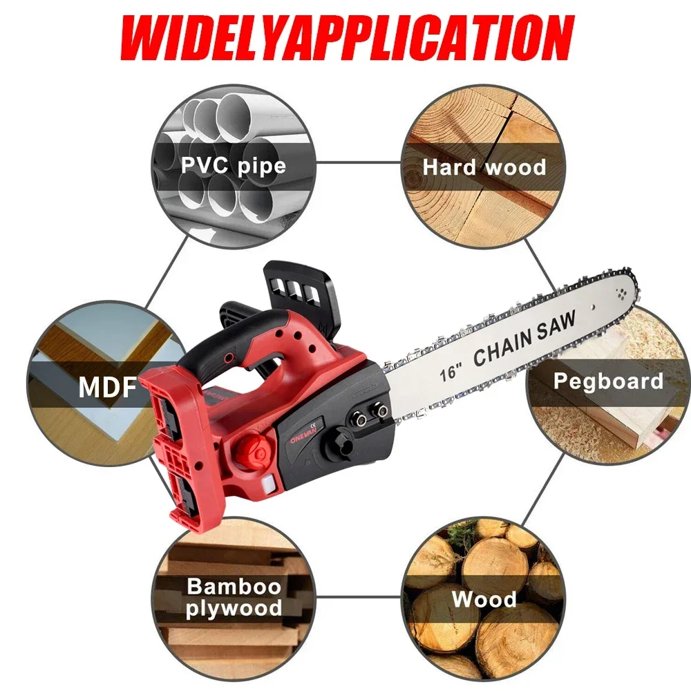 16 Inch Brushless Electric Chainsaw Cordless Battery Saw 7980W Garden Woodworking Cutting Power Tool Machine For Makita Battery