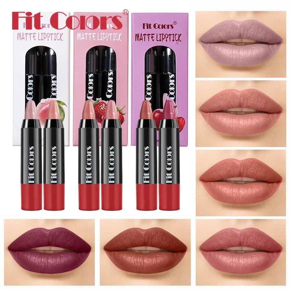 2 stuks Matte Lippenstift Set Zijdeachtige Dichte Textuur Langdurige Hold Make-up Gemakkelijk aan te brengen Make-up Nieuwe Hot Sales Lippenstift 5g