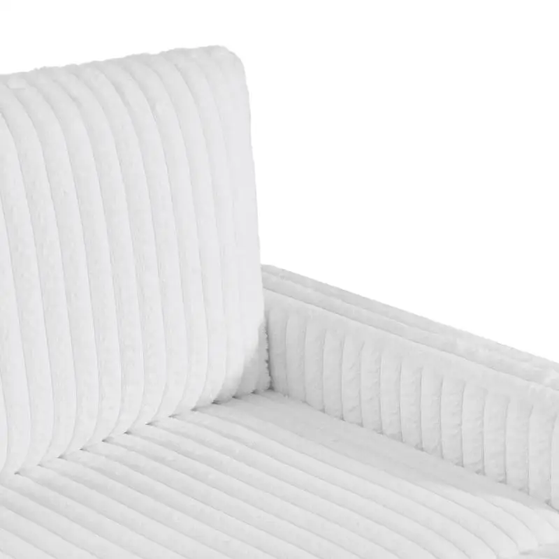 أريكة كبيرة من القماش المنجد باللون الأبيض من تشيسترفيلد لغرفة المعيشة #3