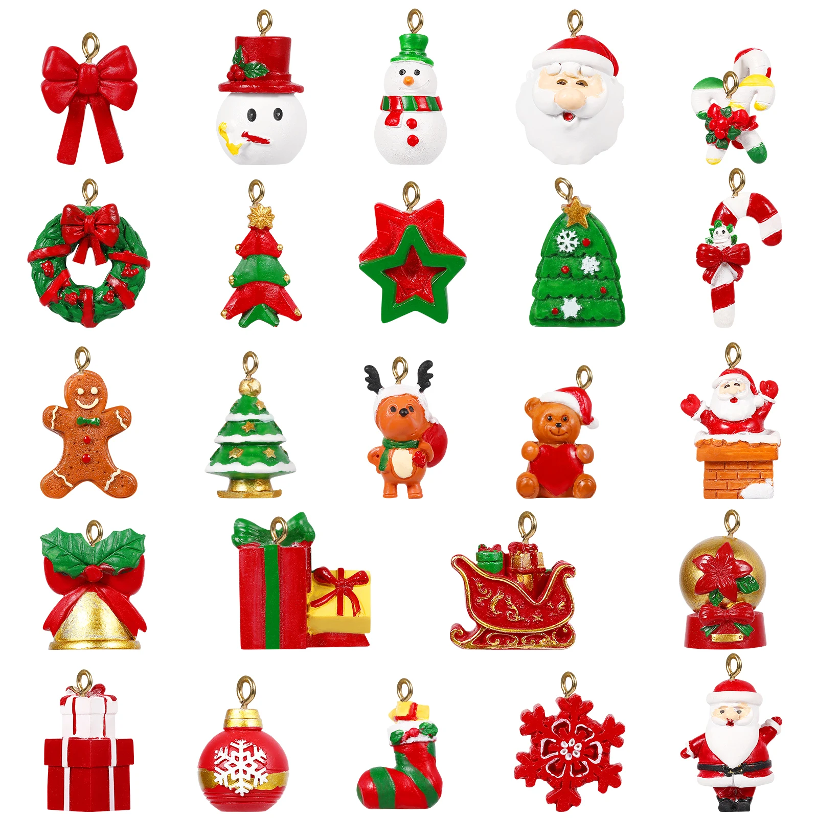 

24Pcs Christmas Resin Pendant Charms Hanging Ornaments Advent Calendar Countdown Decorations Kids Xmas Tree Party Decor
