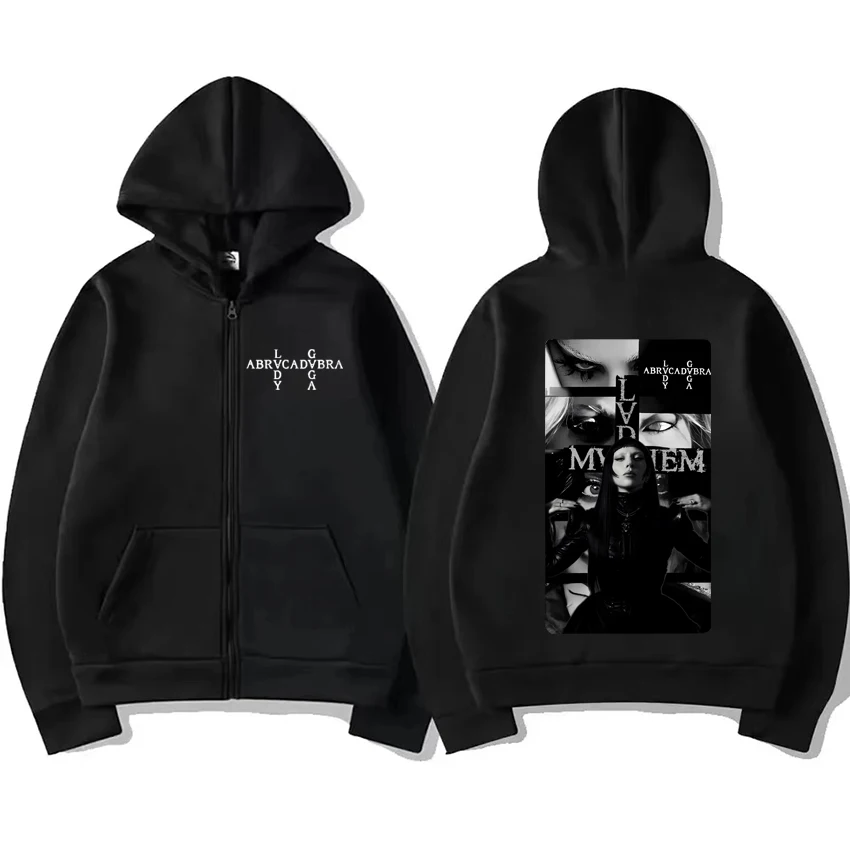 

Hot sale MAYHEM LADY GAGA Zipper Hoodie Coat Men Women vintage streetwear Oversized fashion Loose Unisex Fleece Zip-up Jacket