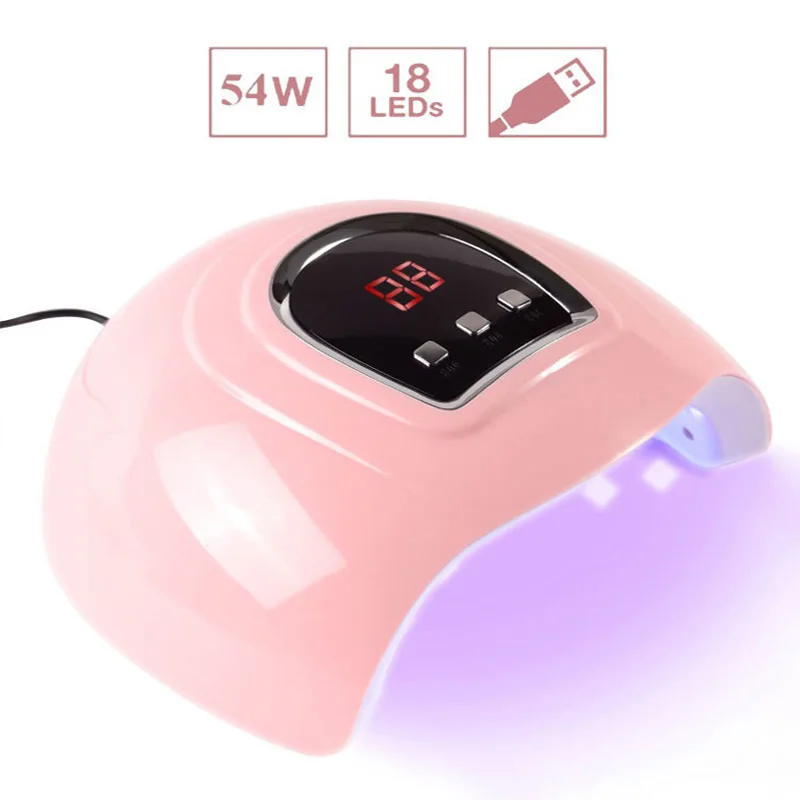 مصباح طلاء أظافر محمول بالأشعة فوق البنفسجية 54 وات، مجفف طلاء أظافر 18 خرزة، مجفف فني للأظافر في الصالونات، أداة تصفيف فن الأظافر #4