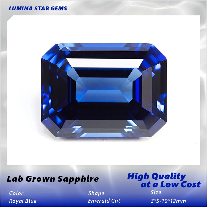 ALab Grown Sapphire Royal Blue Color Asscher Cut Loose Gemstone  For DIY Jewelry Making Selectable  Certificate