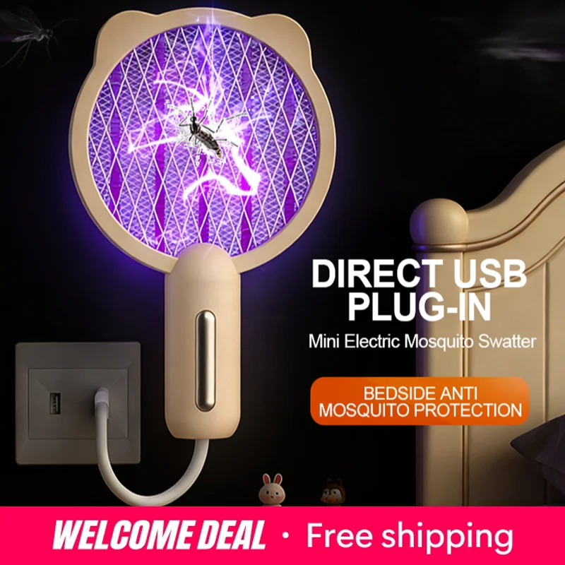 Matamoscas Eléctrico USB Recargable, Mini Lámpara Antimosquitos, Trampa de Seducción, Protección para Bebés en Vehículos, Control de Plagas para la Noche de Verano