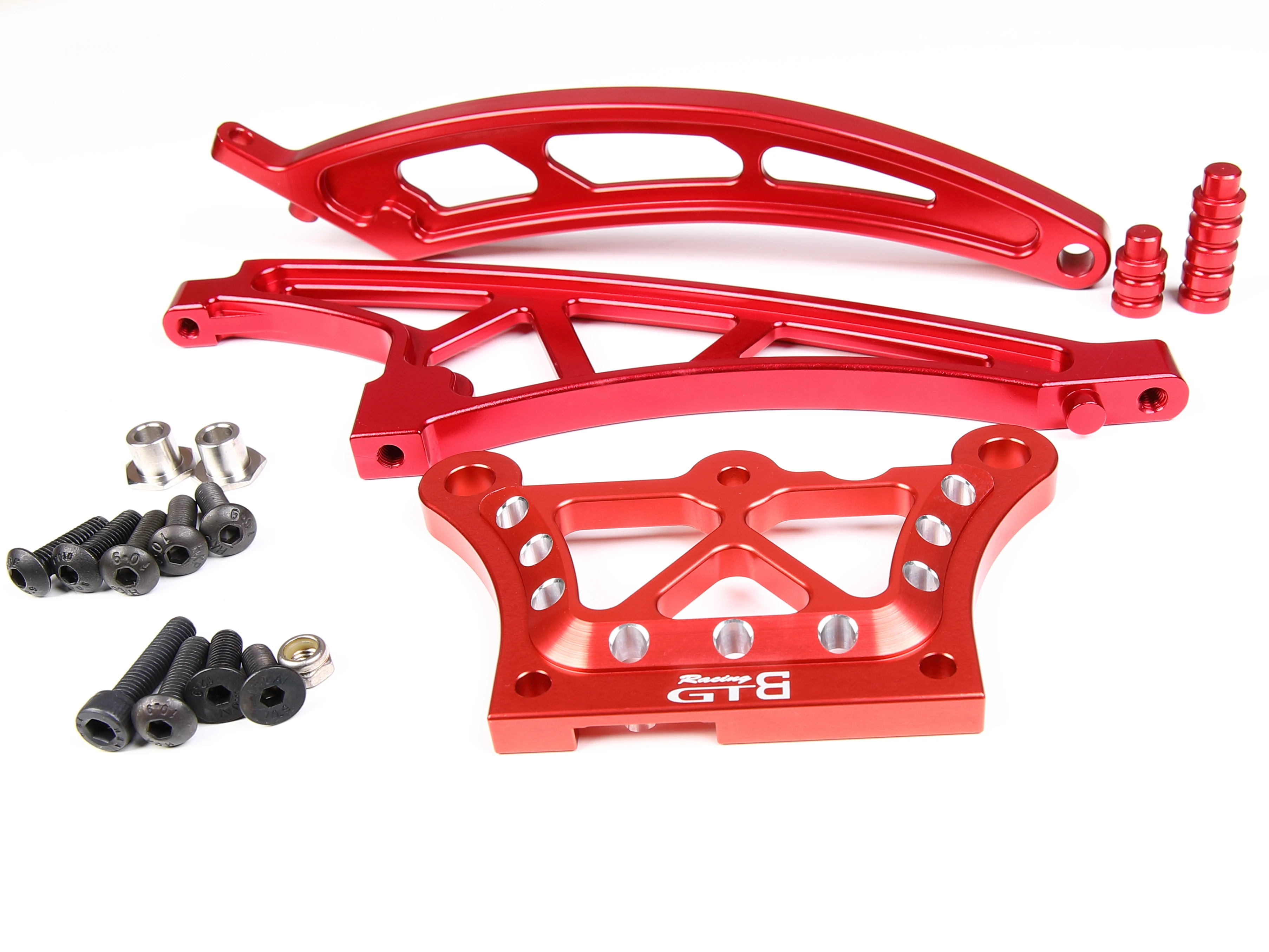 GTB Aluminum LOSI MTXL Gas Car Front Top plate + Front / Rear Chassis Brace Set