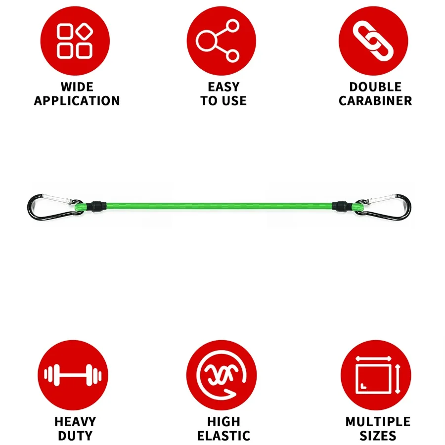 30-150CM Green Stretch Elastic Ropes 8MM Bungee Cords With Hooks Lightweight Bikes Tie Car Luggage Packing Roof Rack Strap