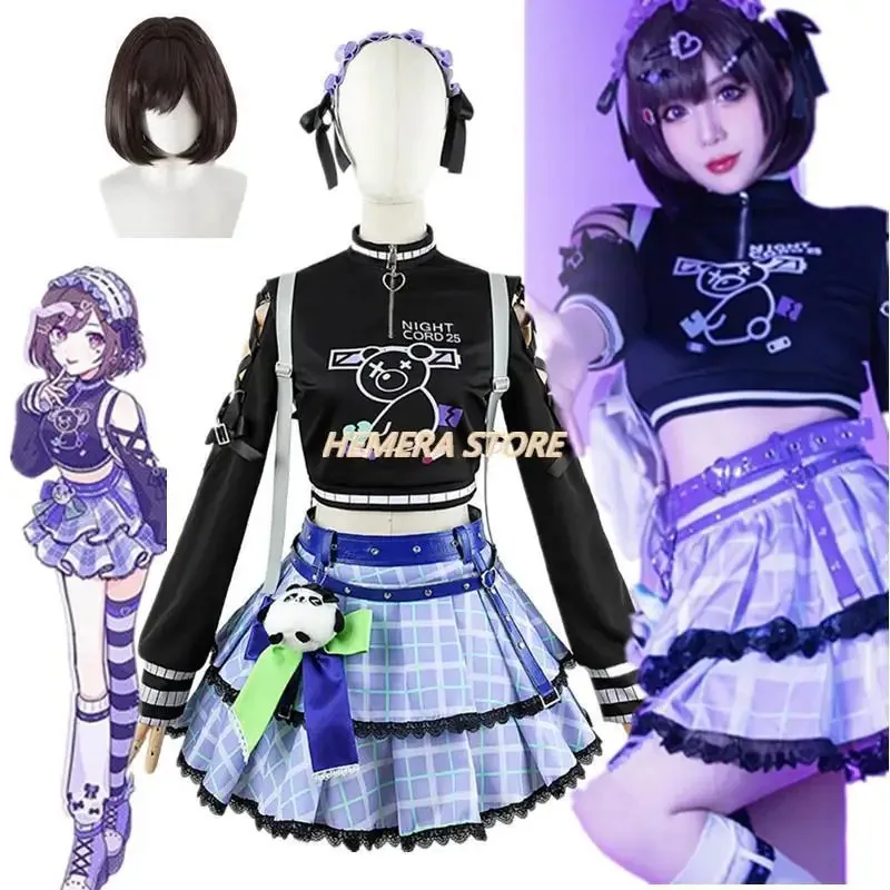 أزياء جديدة لعام 2025 ما قبل البيع Shinonome Ena التأثيرية ملابس أنيمي مع حقيبة الظهر شعر مستعار تنورة فتاة مشروع Sekai الملونة المرحلة F ❤ ❤