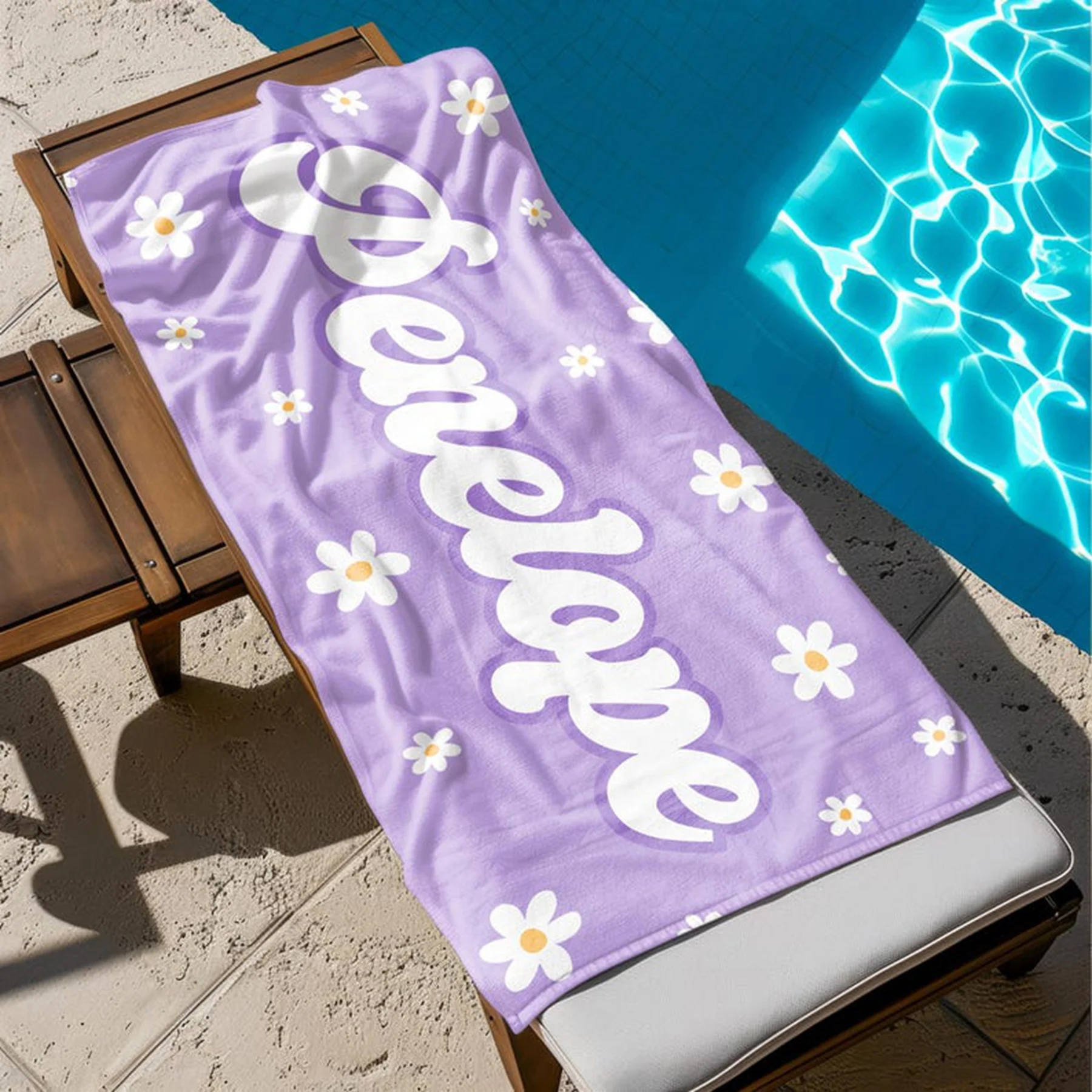 Personalized Striped Beach Towel Custom Name/Logo Oversized Microfiber Towel Summer Party Gift for Beach Swimming Bath Sports