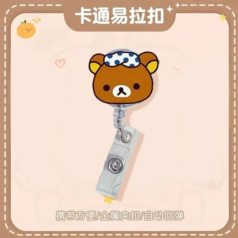Rilakkuma easy-pull buckle retractable cute student cartoon name badge buckle clip work badge doctor nurse lanyard