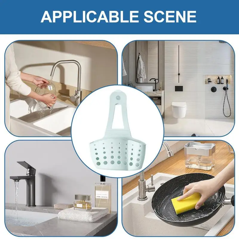 Kitchen Sink Basket Hangable Countertops Strainer Wash Basin Storage Colander TPR Sink Organizer Suction Cup Storage Basket