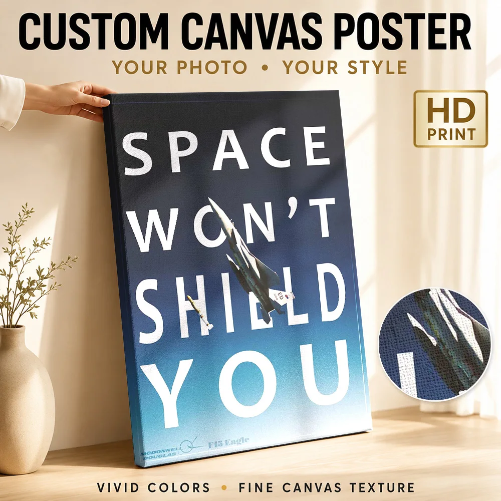 Space Wont Shield Aircraft Quote Gallery Wrapped Canvas Print Customized Photo, Aviation Typography Wall Art For Home Office