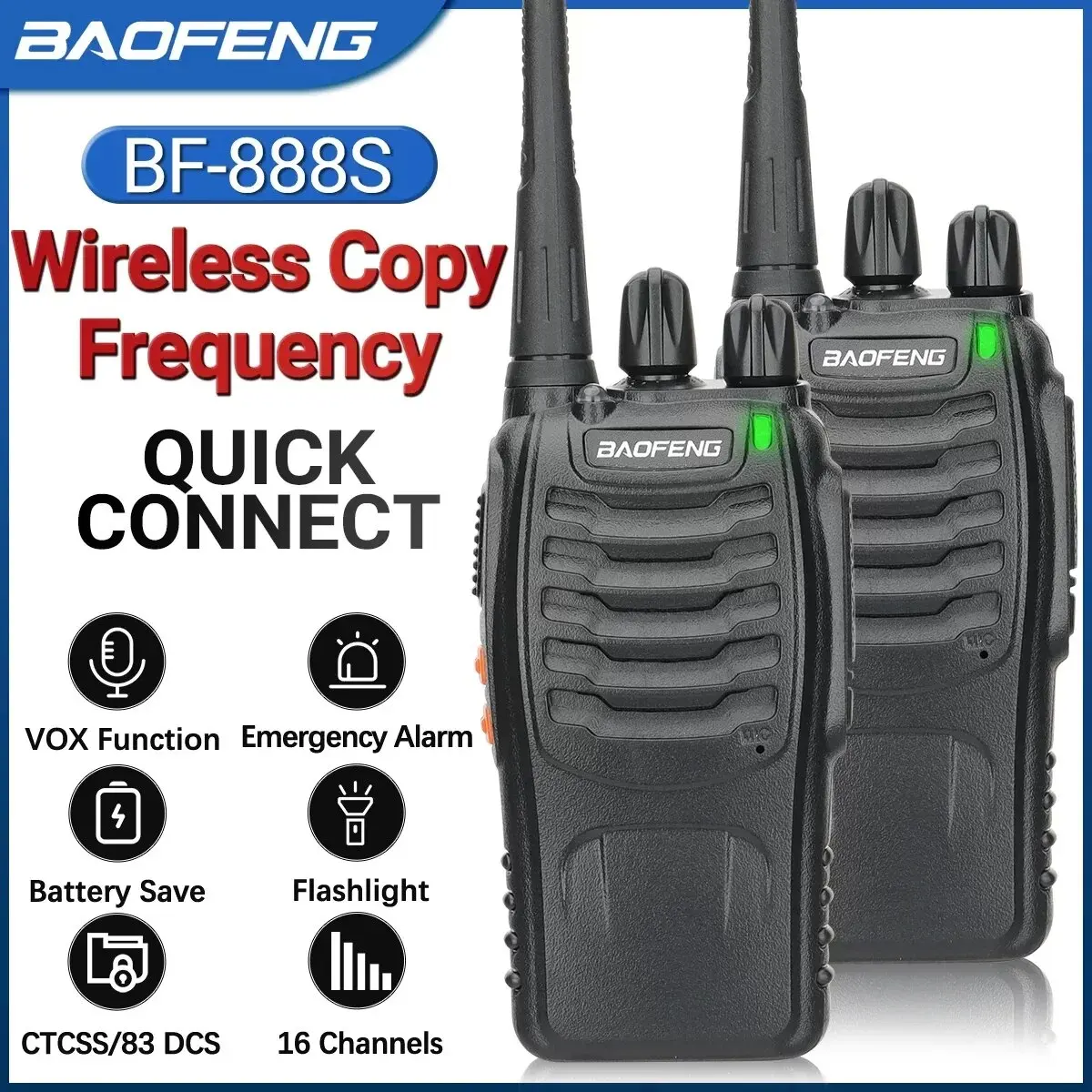 Baofeng BF-888S 프로 워키토키, 무선 복사 주파수, 장거리 BF888S 햄 라디오, 사냥 트랜시버, 양방향 라디오