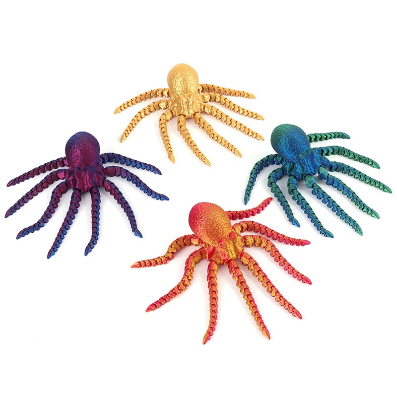 3D Printed Octopus 3d Printed Animals Rotatable Octopus Desktop Craft Ornament Table Craft Children Kids Gifts Home Decor