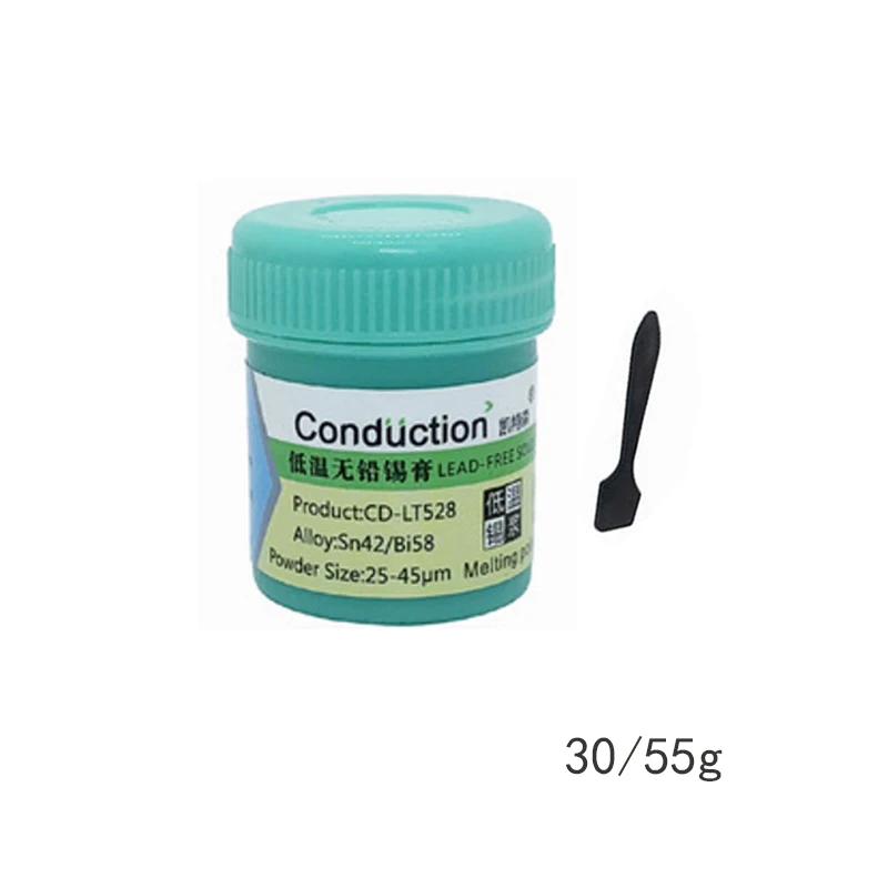 Low Temperature Lead-free smd Tin Solder Paste Flux For Soldering LED Sn42Bi58 138℃ BGA SMD PCB Repair Welding paste 30/55g