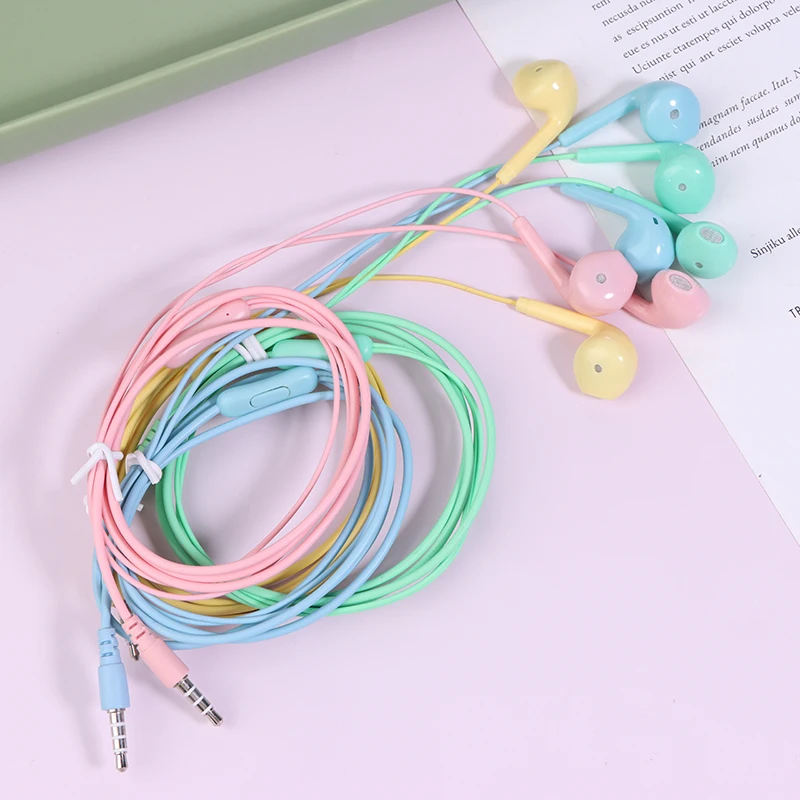 U19 earphone berkabel permukaan halus, Headset musik Super Bass 3.5mm dengan mikrofon bawaan genggam peredam kebisingan