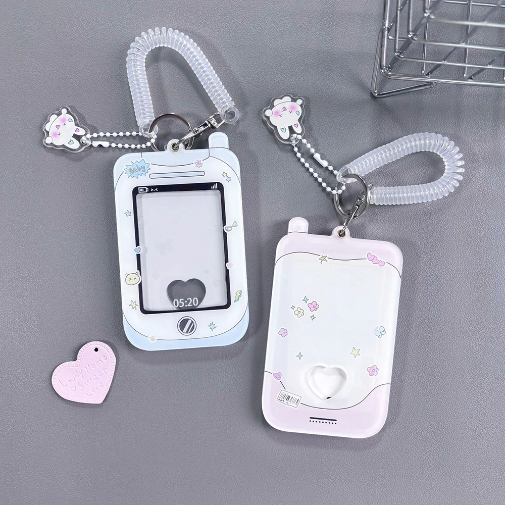 Photocards Display Credit ID Bank Card Protective Case Cartoon Cute Acrylic Card Holder With Keychain Pendant Fashion Girl Gift