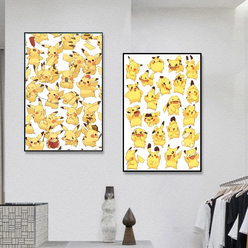 

Japanese Anime Pokémon Kawaii Pikachu Artwork Painting Canvas Stickers and Posters Room Home Decor Children's Gift Picture