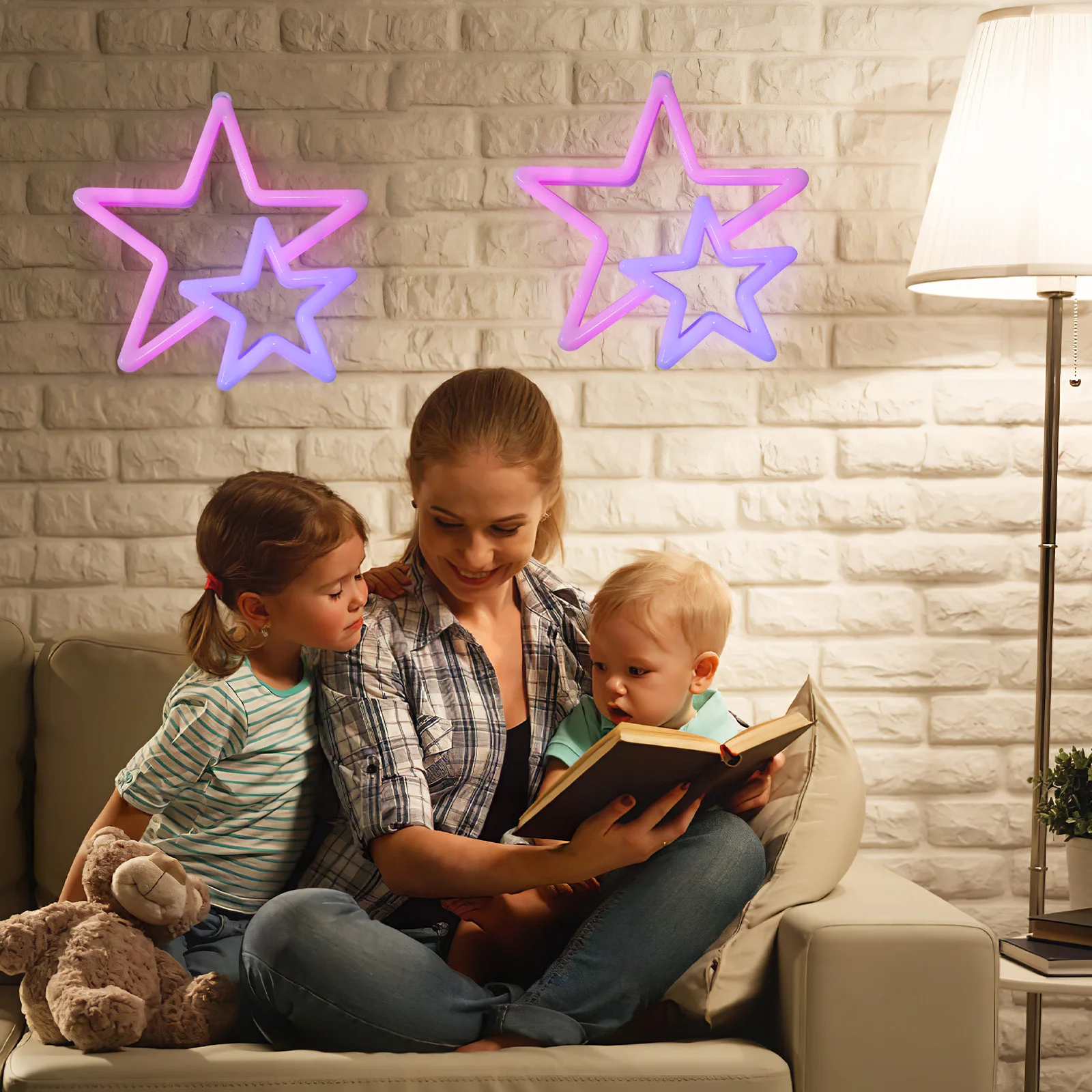 نجمة ليلة ضوء Led مصباح النيون لغرفة النوم جدار ديكور غرفة جو الإضاءة Usb بالطاقة النيون تسجيل ضوء الزخرفية #4