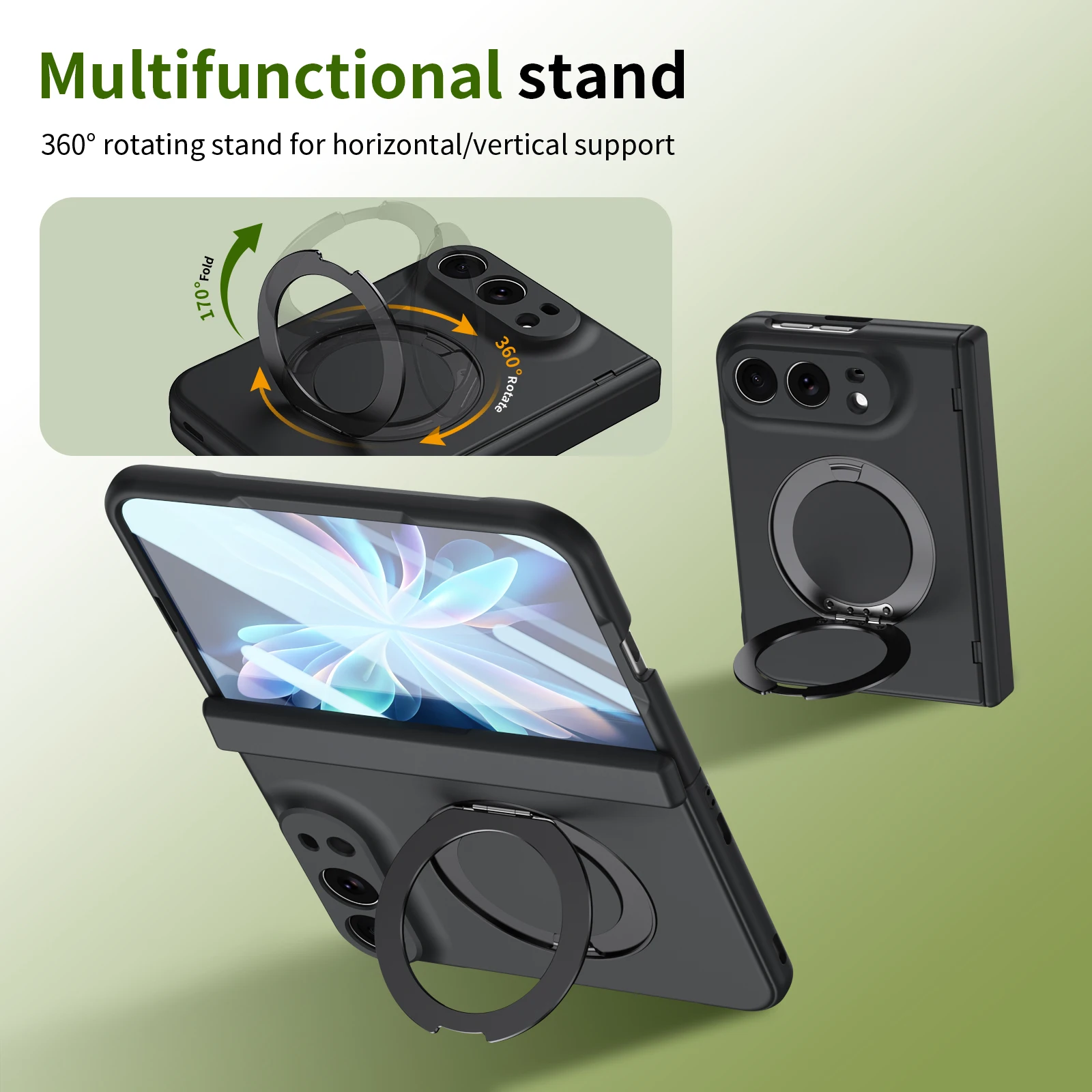 For iPhone Duo Case Ultra-Thin Skin-Friendly Magnetic Rotating Holder With Tempered Glass Shockproof Hard Back Cover Accessories