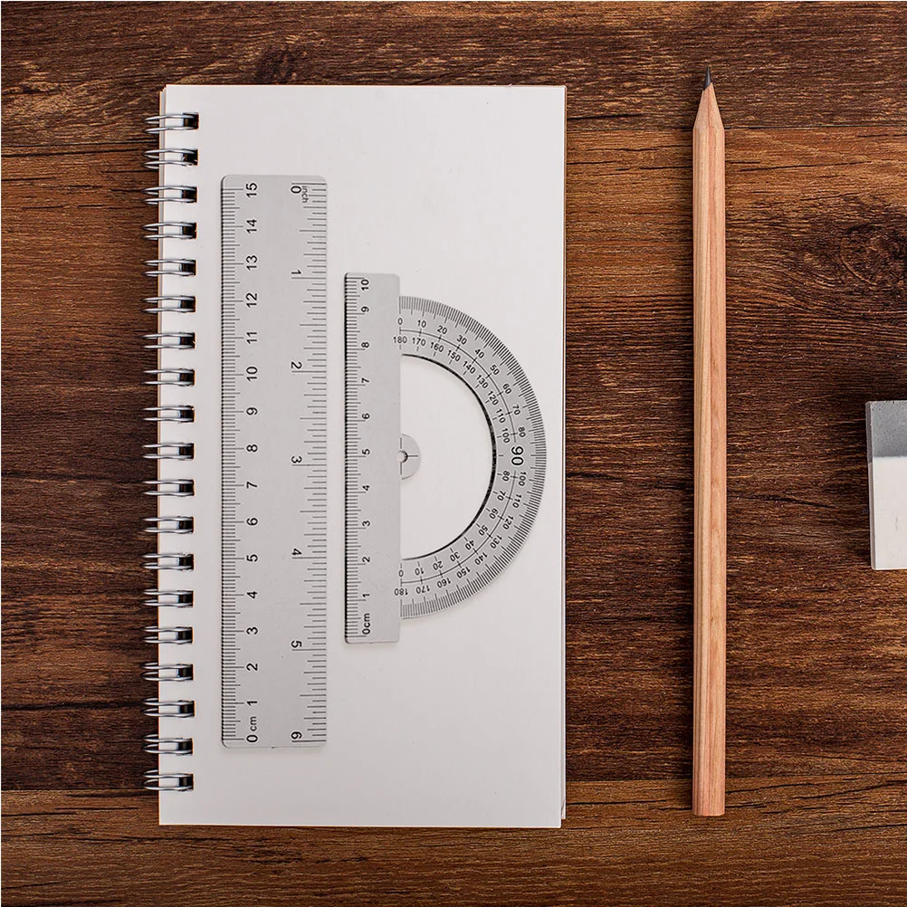 6Pcs Geometry Set Protractor Triangle Rulers Semicircular Ruler Clear Plastic Drawing Tools for School Office Student Set