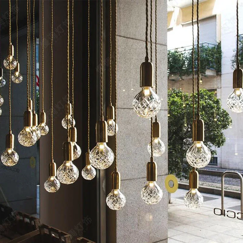 Minimalista Criativo Restaurante Pequeno Pendant Light, Vidro Cristal Pendant Lamp, LED Replica Light, Clothing Store Deco