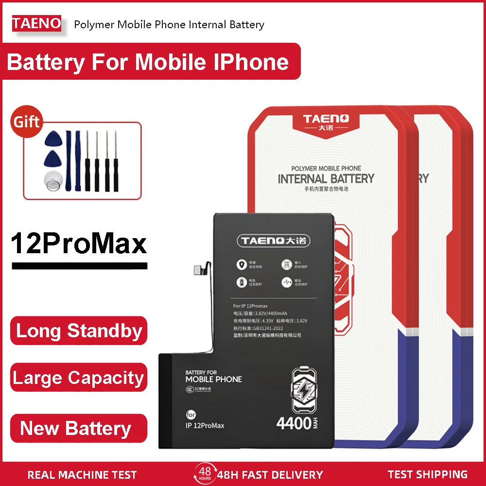 

TAENO Mobile Phone Battery for iPhone 12 Pro Max 4400mAh Capacity Replacement Lithium Polymer Batteries Bateria For iPhone12PM
