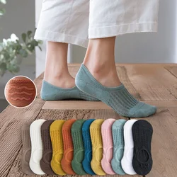 5 paia di calzini da barca invisibili da donna Summer Mujer Silicone antiscivolo Chaussette caviglia bassa in cotone femminile mostra Calcetines traspiranti