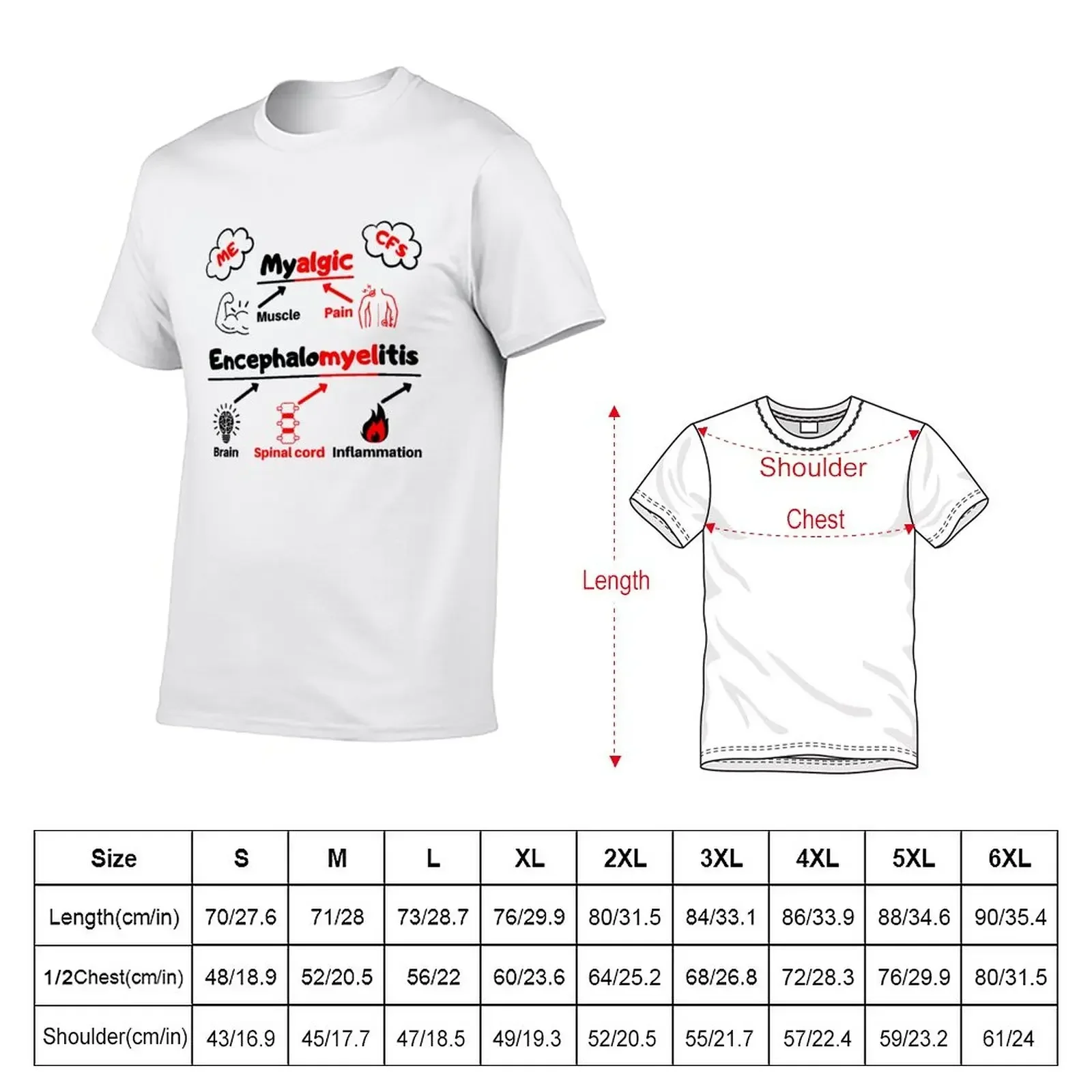 ME/CFS Awareness: Red ME Definition Cartoon (with abbreviations) T-Shirt vintage korean fashion anime shirts men