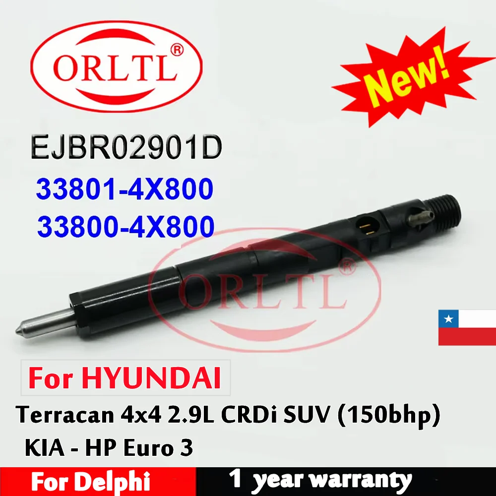 EJBR02901D حاقن ديزل جديد 33801-4X800 33800-4X800 فوهة لشركة هيونداي تيراكان 4x4 2.9L CRDi SUV (150bhp) كيا - HP Euro 3