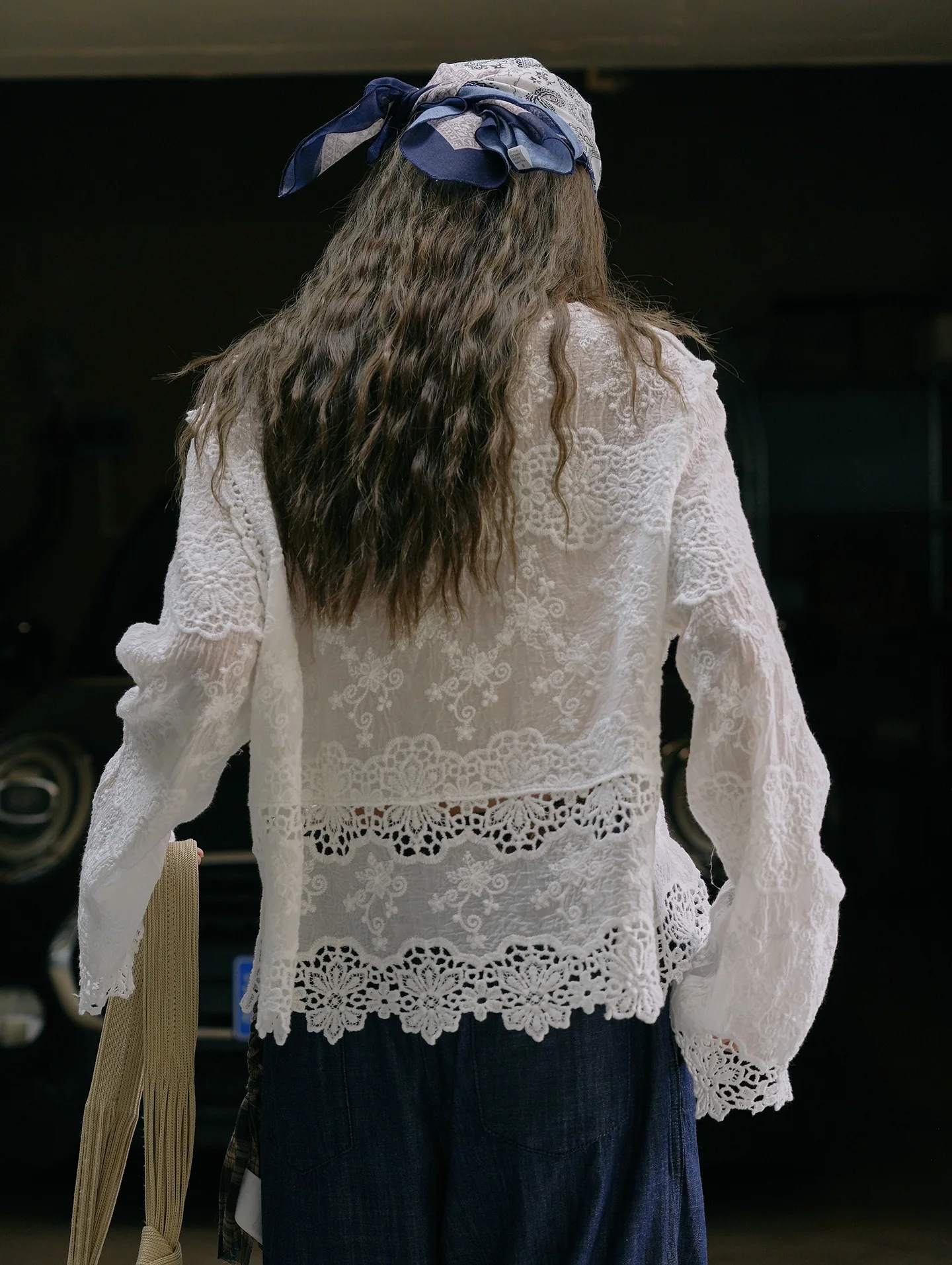 JHJN Losse Nieuwe Franse Stijl Temperament kant 100% Katoen Wassen Driedimensionale Hol Zachte Ademende Top Voor Vrouwen