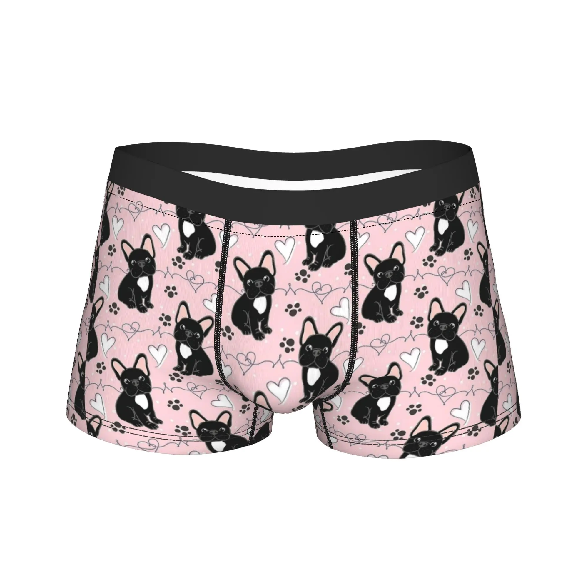 LOVE Frenchie French Bulldog   Black and White Boxer Brief  Underwear Hot Sale Male Comfortable Boxer Shorts Plus Size Panties