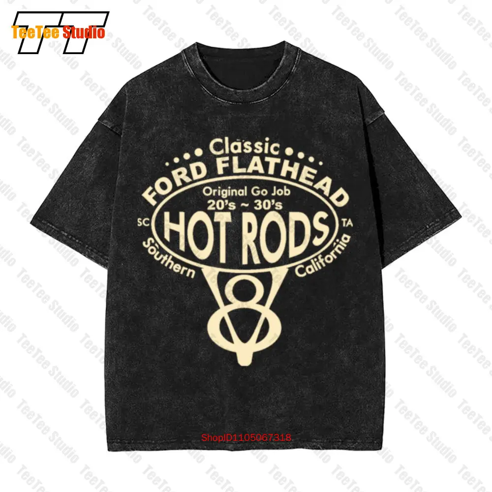 

Hot Rod Hotrod V8 Flathead Oldskool 02, винтажная футболка большого размера HEZU