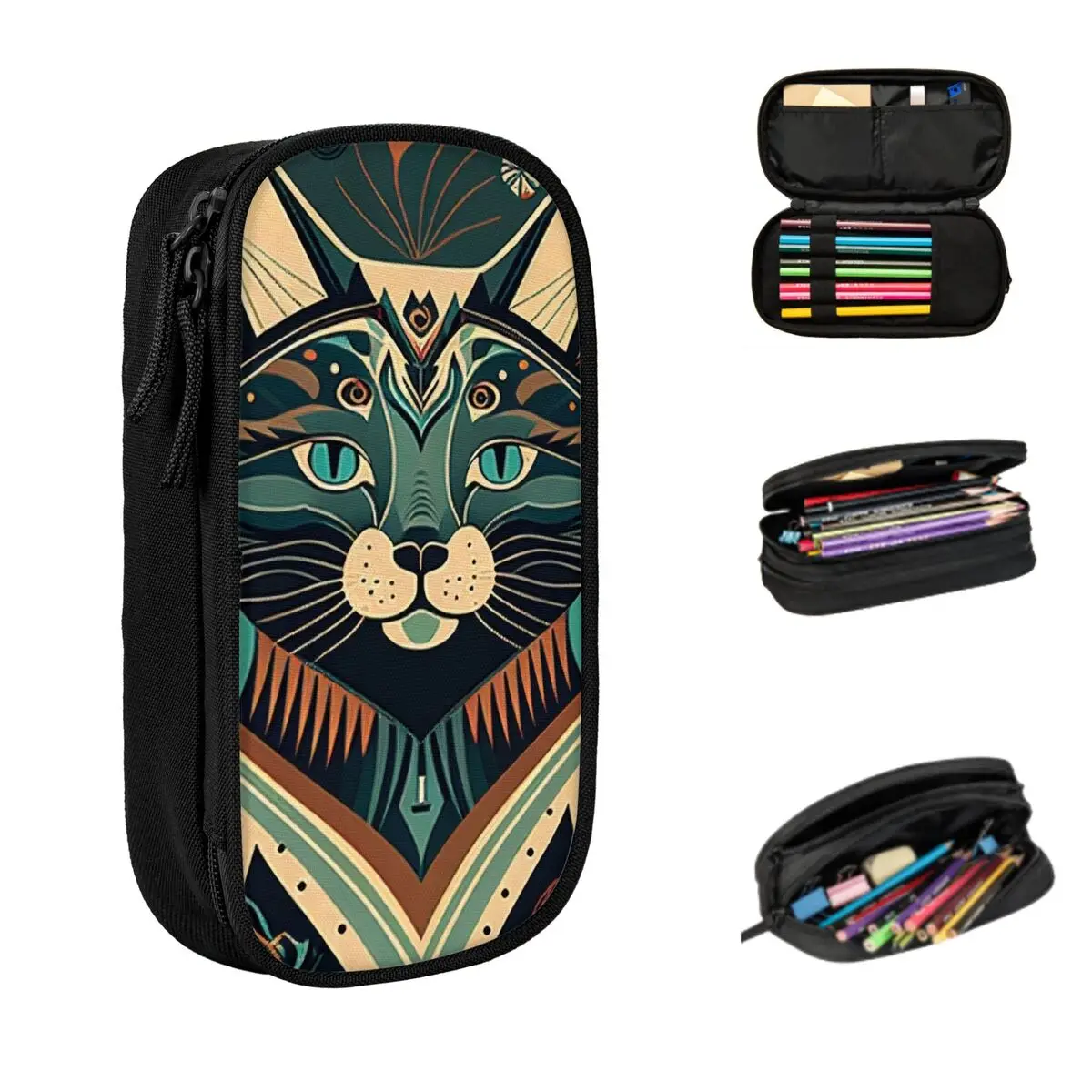 

Пеналы в стиле бохо с котом, большая емкость, сумки для ручек, пенал для мальчиков и девочек, студентов, канцелярские принадлежности, школьный офис