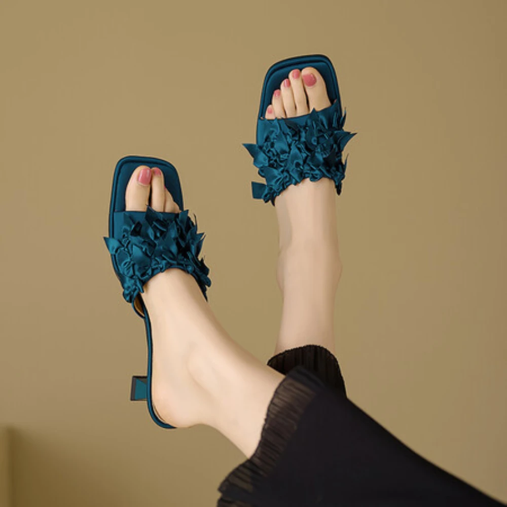 

Summer pointed M ü ller shoes, high heels, slippers, women's fashionable outerwear, vacation beach women's sandals ladies shoes