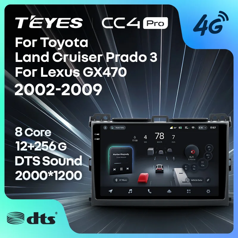 TEYES CC4 PRO For Toyota Land Cruiser Prado 120 3 For Lexus GX470 GX 470 J120 2002 - 2009 CarPlay Auto Radio Stereo