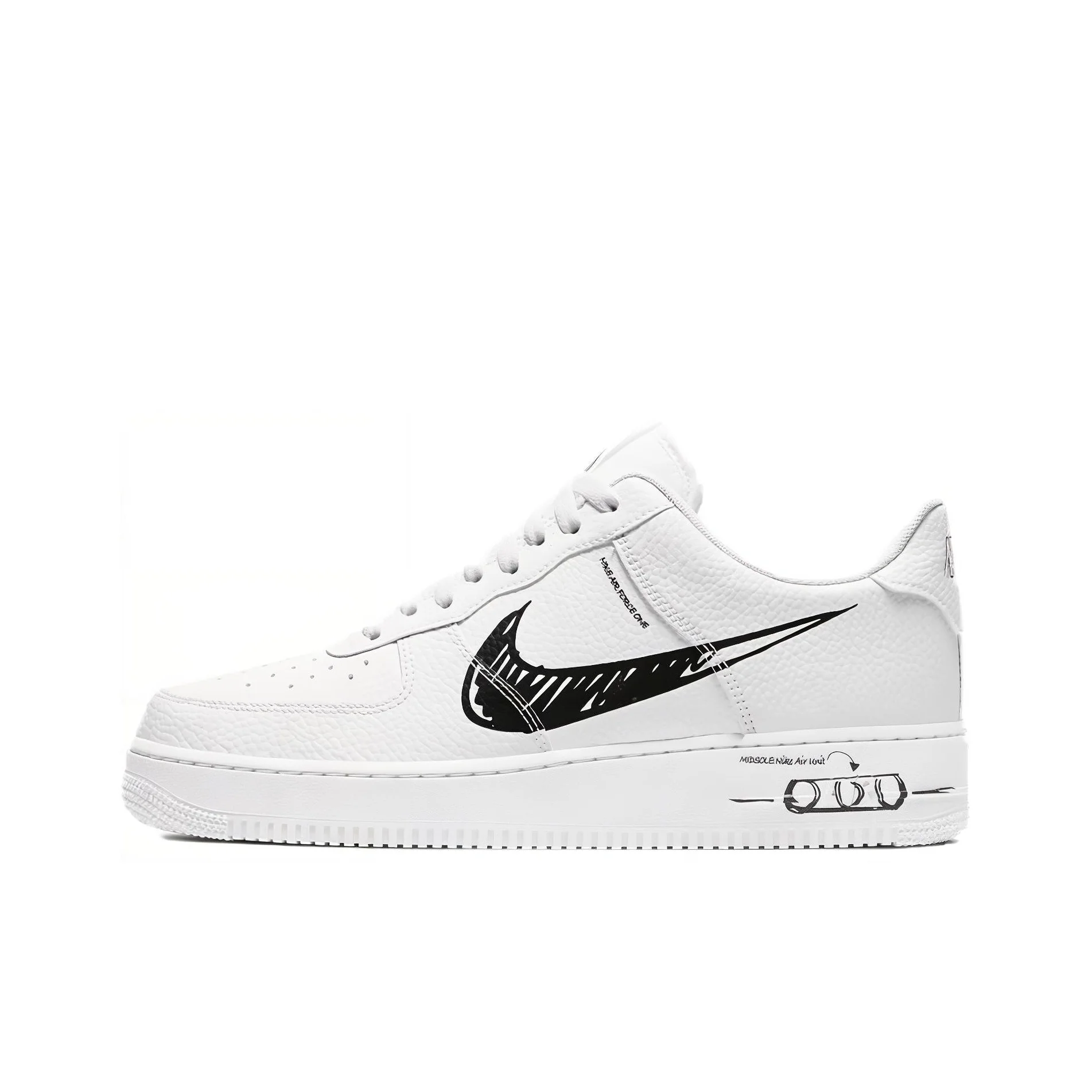 

Nike Air Force 1, низкий эскиз, белый, черный CW7581-101
