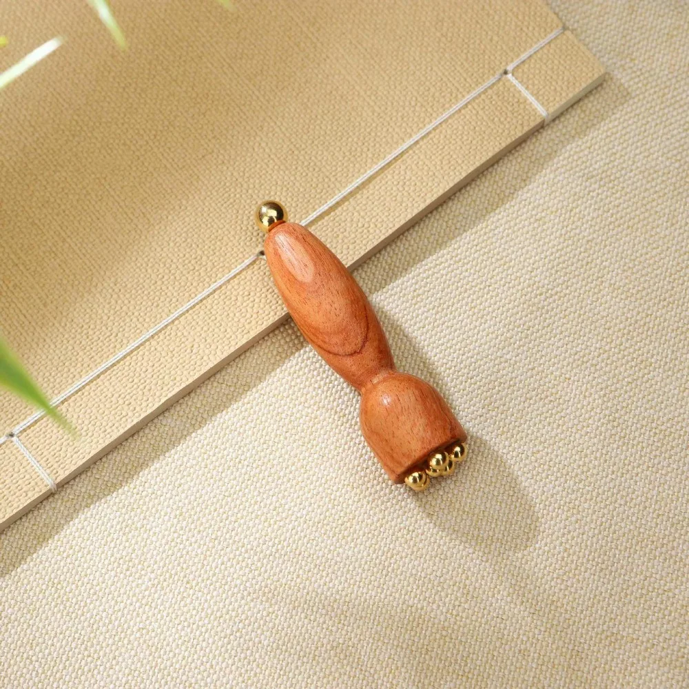 

Новый роликовый массажер для глаз Lotus Pod, деревянная мини-массажная палочка для лица, 5-зубчатый инструмент для ухода за кожей для снятия усталости лица