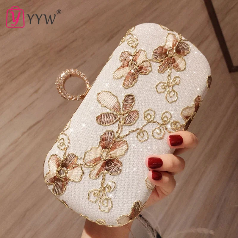 Luxury Embroidered Evening Bags Women  Designer Diamond Clutch For Party Bag Handbags Shoulder Crossbody Bags Messenger Female