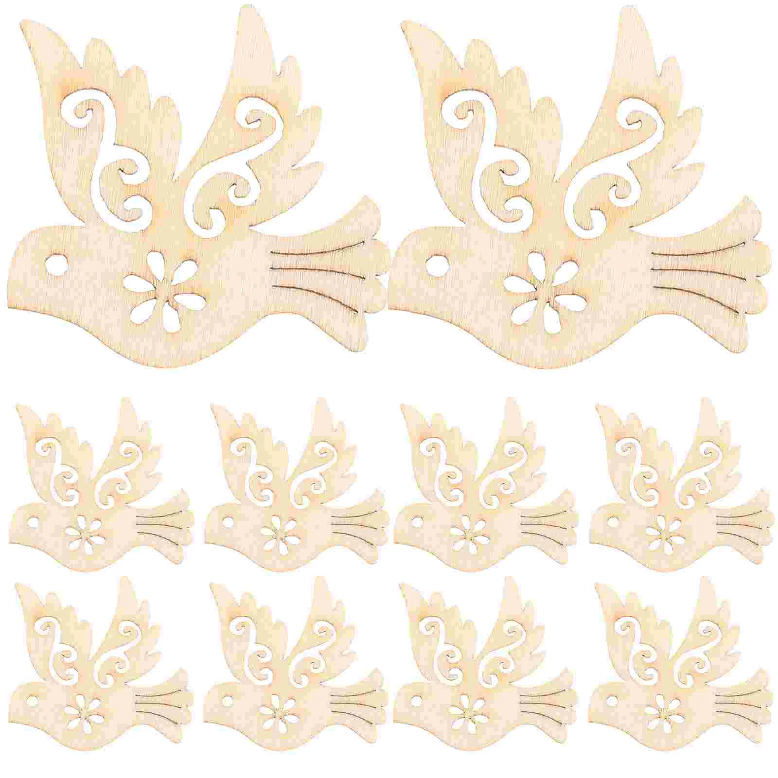 10 Pcs Peace Dove Decor Wooden Chip Where Deodorant Mini Halloween Ornaments Pigeon Accessories