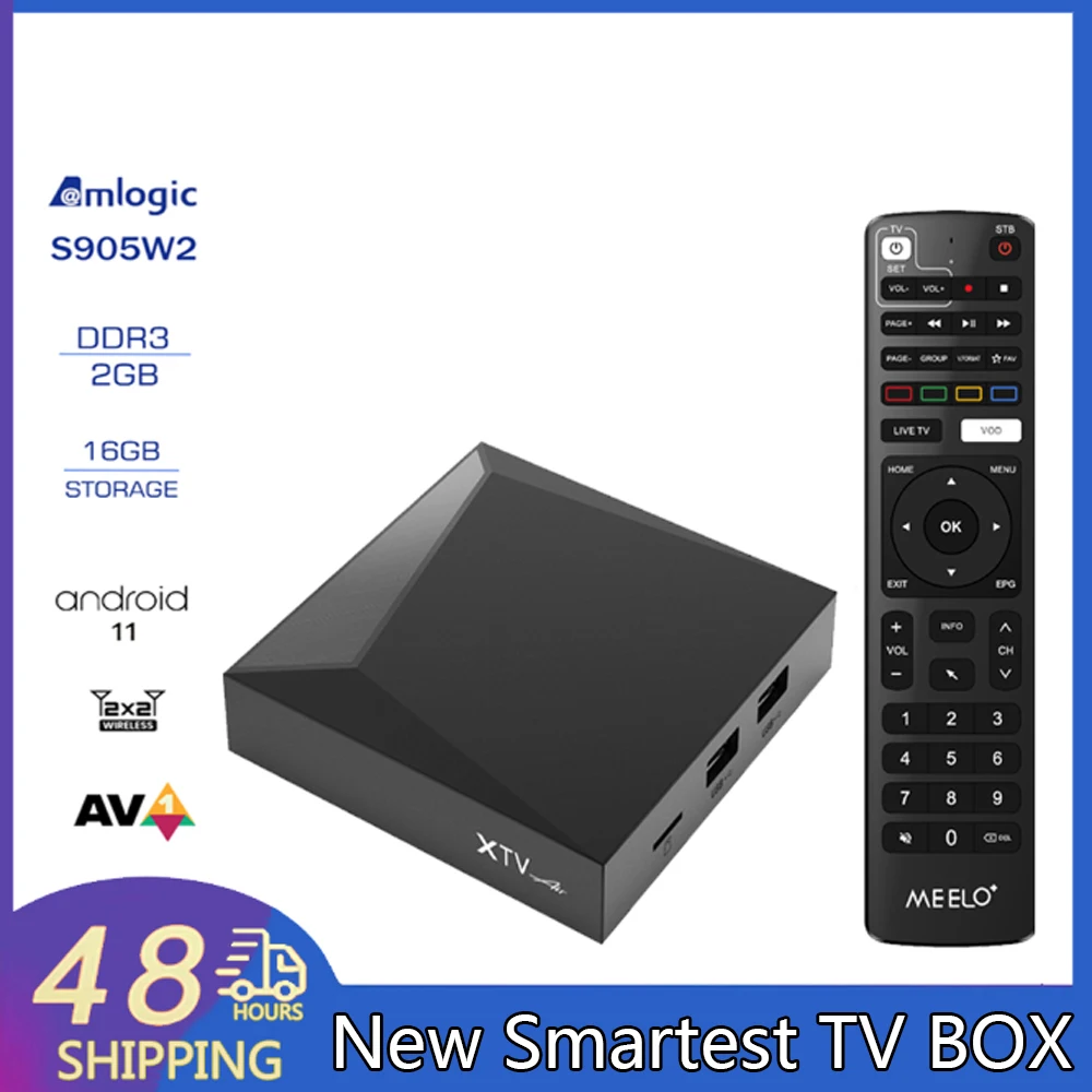 

XTV AIR Smart TV BOX Android 11 2.4&5GHz Dual WiFi Amlogic S905W2 LAN 100M AV1 BT 4K Ultra HD Resolution HDR+ Media Player