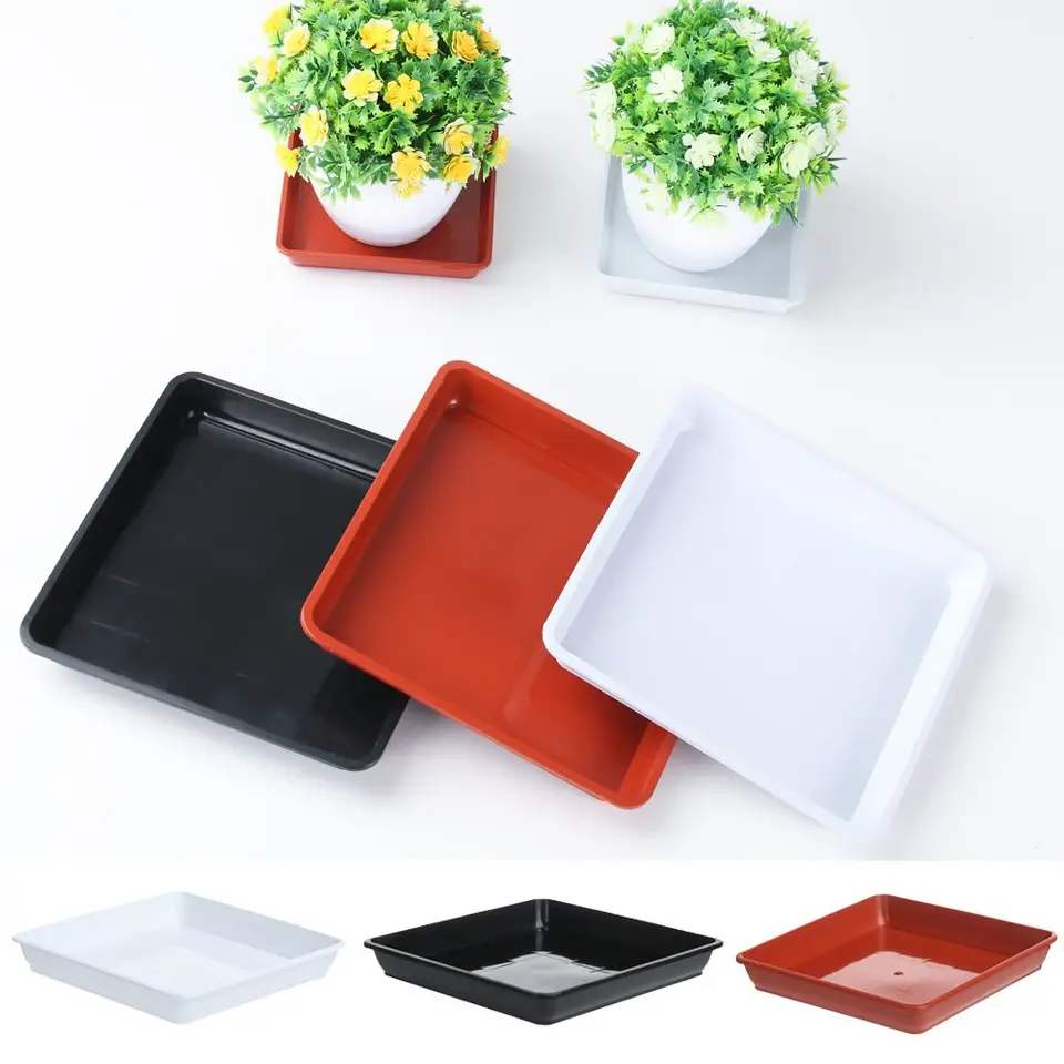 Hot 4/6/7/8/10 inch Plastic Plant Pot Saucer Drip Trays Saucers Indoor  Outdoor Heavy Duty Square Flower Pot Brown/White/Black - AliExpress 15