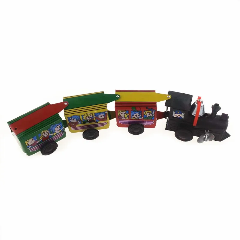 80s Retro Nostalgia Toy Creative Fun Clockwork Iron Train Three Carriages Toys Collect Handicrafts  Wind Up Train Walking Toys