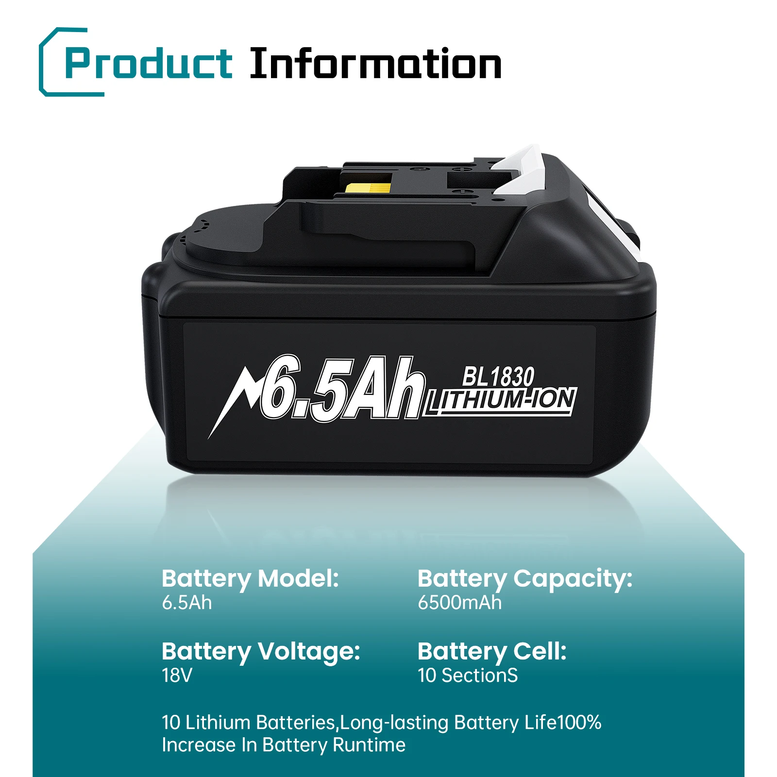 BL1830 For makita 18v 6.5ah Original Battery bl1850 bl1860 bl1850B Tool batteries compatible For Makita 18 Volt wireless grinder