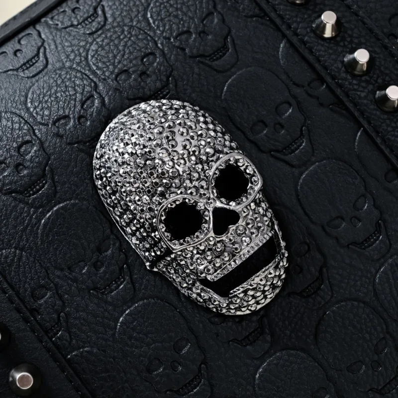 High-capacity Casual Travel Women\'s Underarm Bag Punk Skull Grunge Y2k Crossbody Bags Harajuku Vintage Rivets Shoulder Handbags